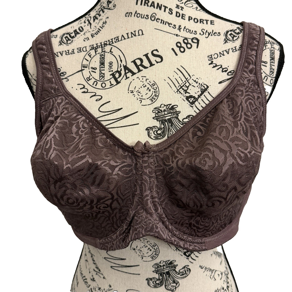 Breezies Wild Rose Lace Seamless Underwire Bra 42D #A20366 Truffle